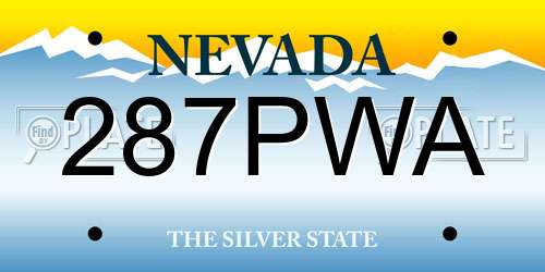 287PWA Nevada License Plate