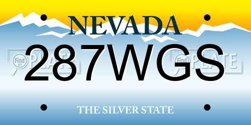 287WGS Nevada License Plate
