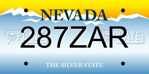 287ZAR Nevada License Plate