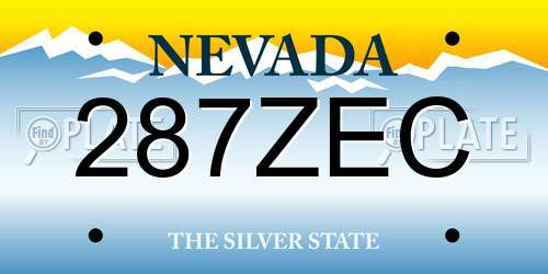 287ZEC Nevada License Plate