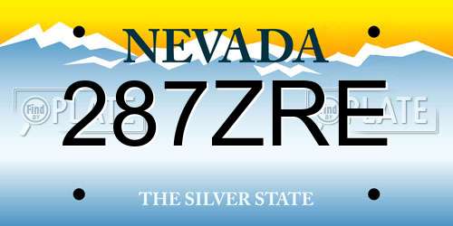 287ZRE Nevada License Plate