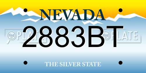 2883BT Nevada License Plate