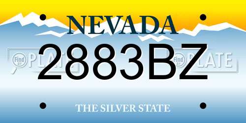 2883BZ Nevada License Plate