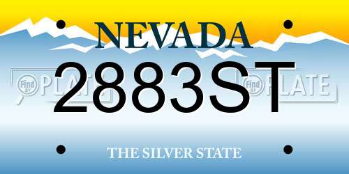 2883ST Nevada License Plate