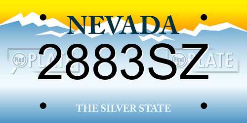 2883SZ Nevada License Plate