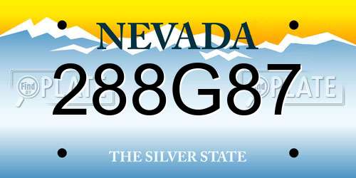288G87 Nevada License Plate