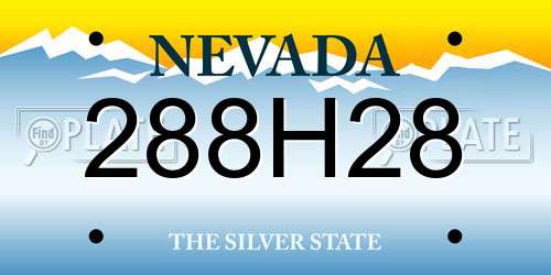 288H28 Nevada License Plate