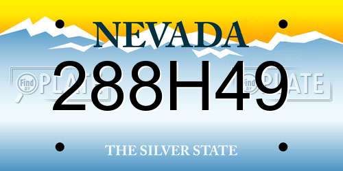 288H49 Nevada License Plate