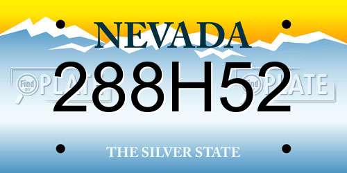 288H52 Nevada License Plate