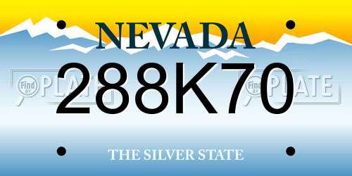 288K70 Nevada License Plate