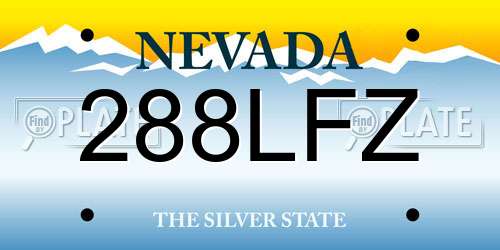 288LFZ Nevada License Plate