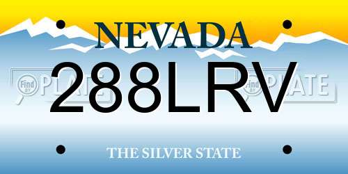 288LRV Nevada License Plate