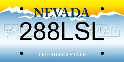 288LSL Nevada License Plate