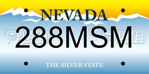 288MSM Nevada License Plate