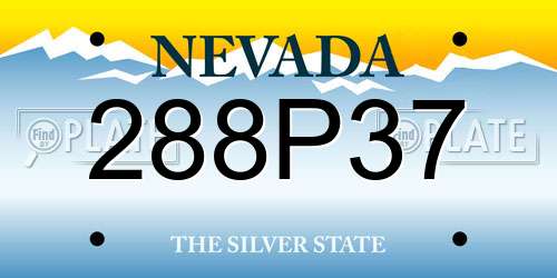 288P37 Nevada License Plate