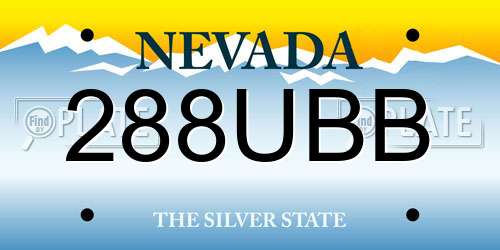 288UBB Nevada License Plate