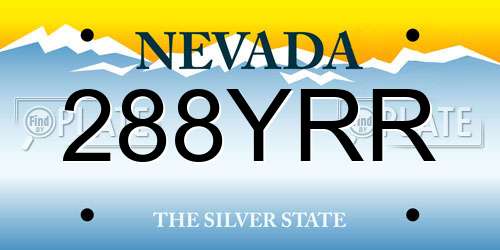 288YRR Nevada License Plate