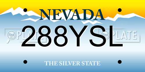 288YSL Nevada License Plate