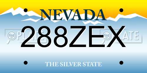288ZEX Nevada License Plate