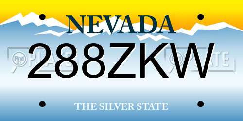 288ZKW Nevada License Plate
