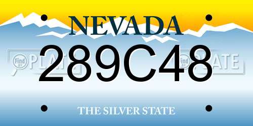 289C48 Nevada License Plate