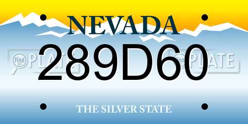 289D60 Nevada License Plate
