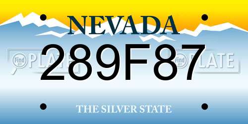 289F87 Nevada License Plate