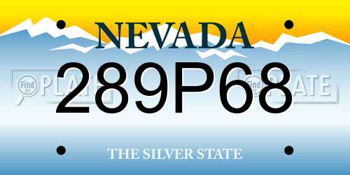 289P68 Nevada License Plate