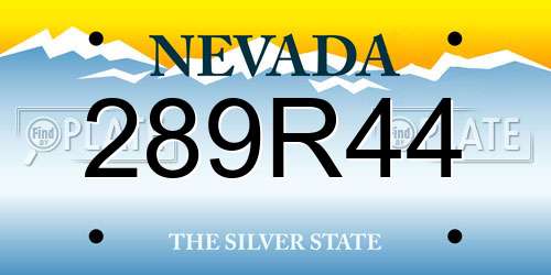 289R44 Nevada License Plate