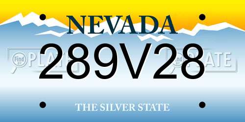 289V28 Nevada License Plate