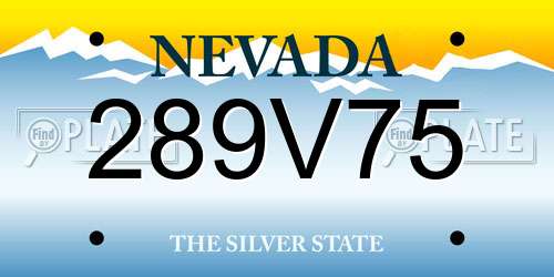 289V75 Nevada License Plate