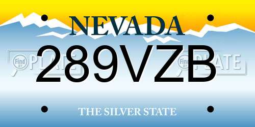 289VZB Nevada License Plate