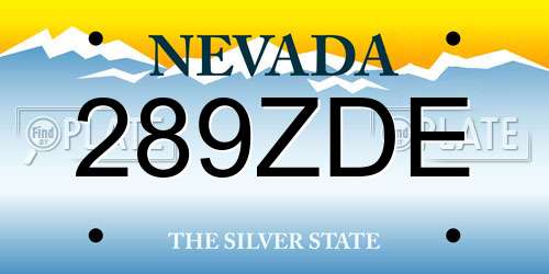 289ZDE Nevada License Plate