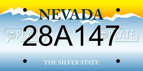 28A147 Nevada License Plate