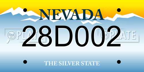 28D002 Nevada License Plate