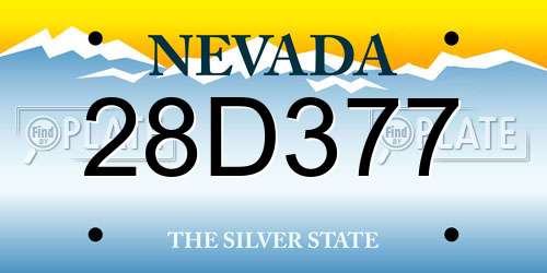 28D377 Nevada License Plate