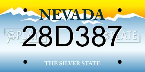 28D387 Nevada License Plate