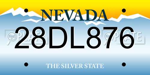 28DL876 Nevada License Plate