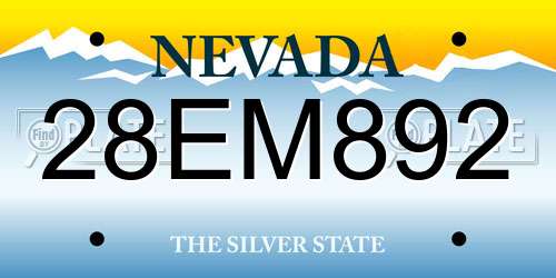 28EM892 Nevada License Plate