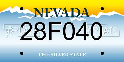 28F040 Nevada License Plate