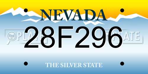 28F296 Nevada License Plate