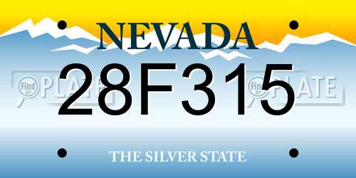 28F315 Nevada License Plate
