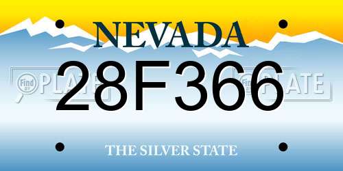 28F366 Nevada License Plate