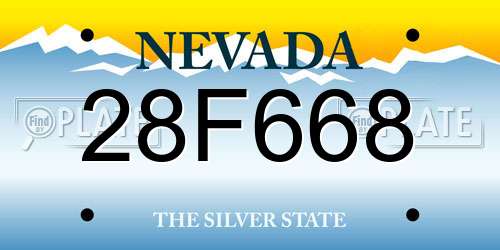 28F668 Nevada License Plate