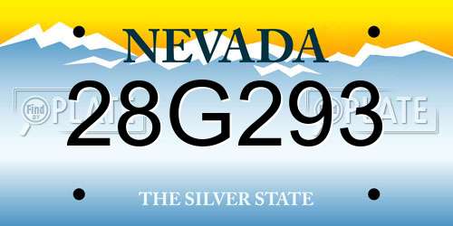 28G293 Nevada License Plate