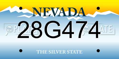 28G474 Nevada License Plate
