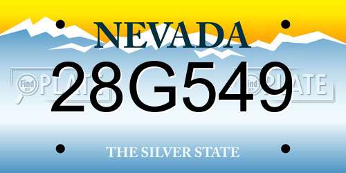 28G549 Nevada License Plate