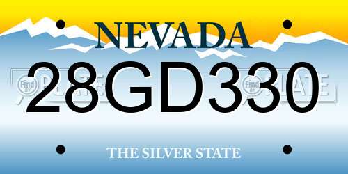 28GD330 Nevada License Plate