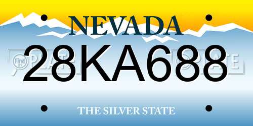 28KA688 Nevada License Plate