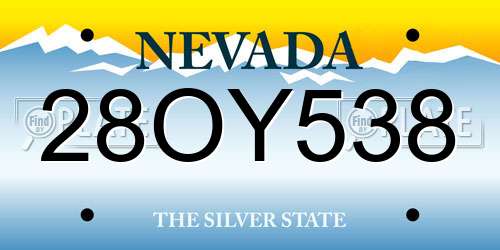 28OY538 Nevada License Plate